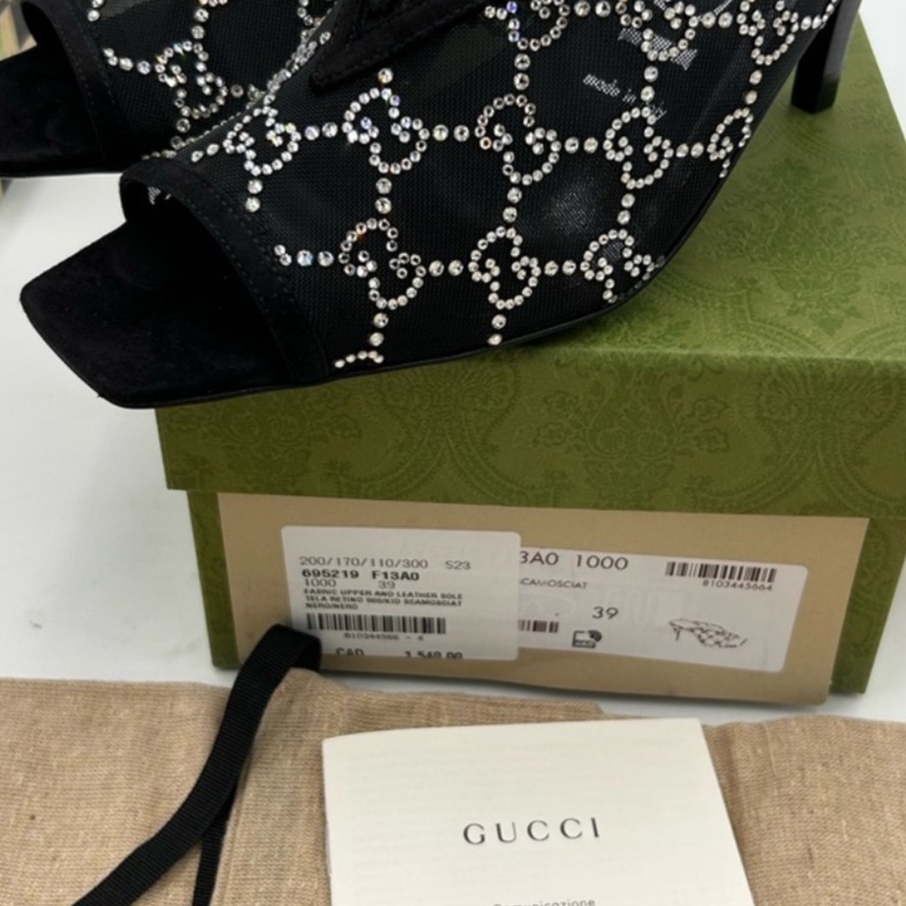 Women's Gucci GG CRYSTAL EMBELLISHED MIKES . Size 39 (US 9) - Picture 3 of 11